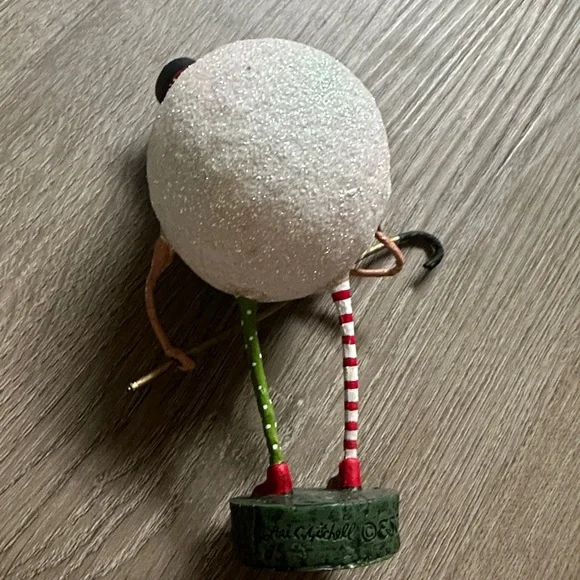 Whimsical Lori C. Mitchell Holiday Snowman with Red and Green Stripes - Picture 9 of 13